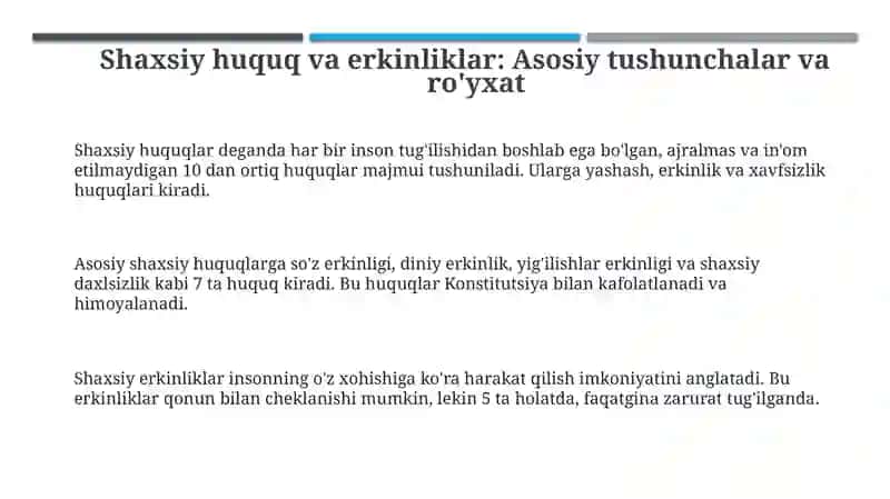 Shaxsiy huquq va erkinliklar 3