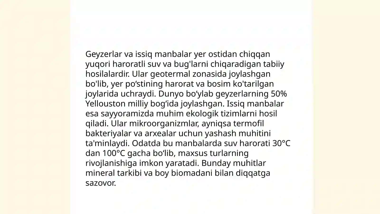 Mikroorganizmlarning Geyserlar va issiq manbalar tarqalishi 3