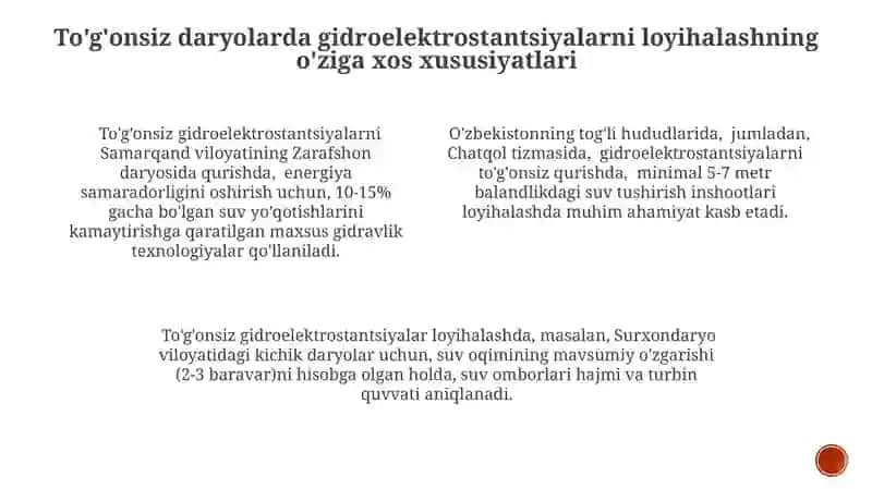 Toʻgʻonsiz daryo gidrouzellar gidravlik avtomatizatsiyasi sixemalarini oʻrganish 3
