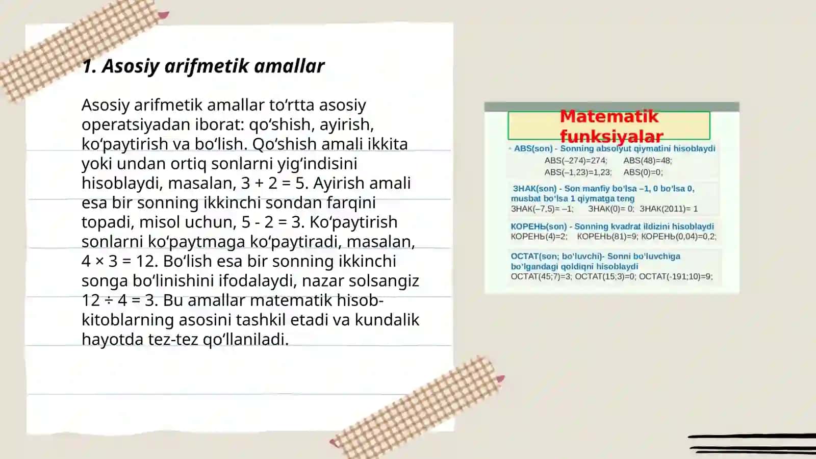 Asosiy arifmetik amallar 3