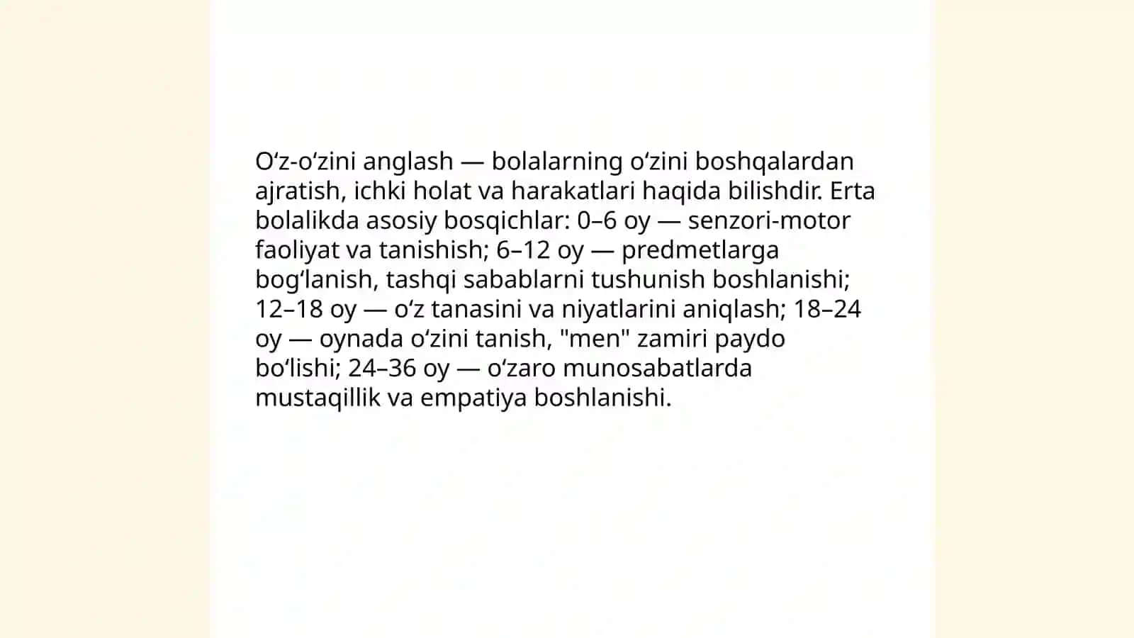 Oʻz-oʻzini anglashning rivojlanishi va 3 yosh inqirozi 3