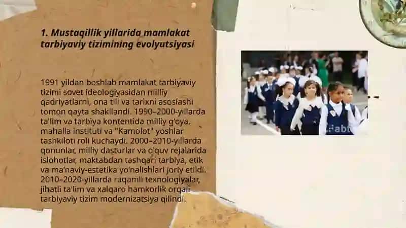 Mustaqillik yillarida mamlakat tarbiyaviy tizimining evolyutsiyasi 3