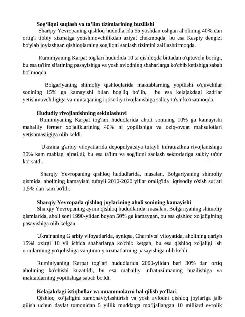 Sharqiy Yevropada qishloq aholosining kamayishi va uning mahalliy iqtisodiyot uchun oqibatlari 3