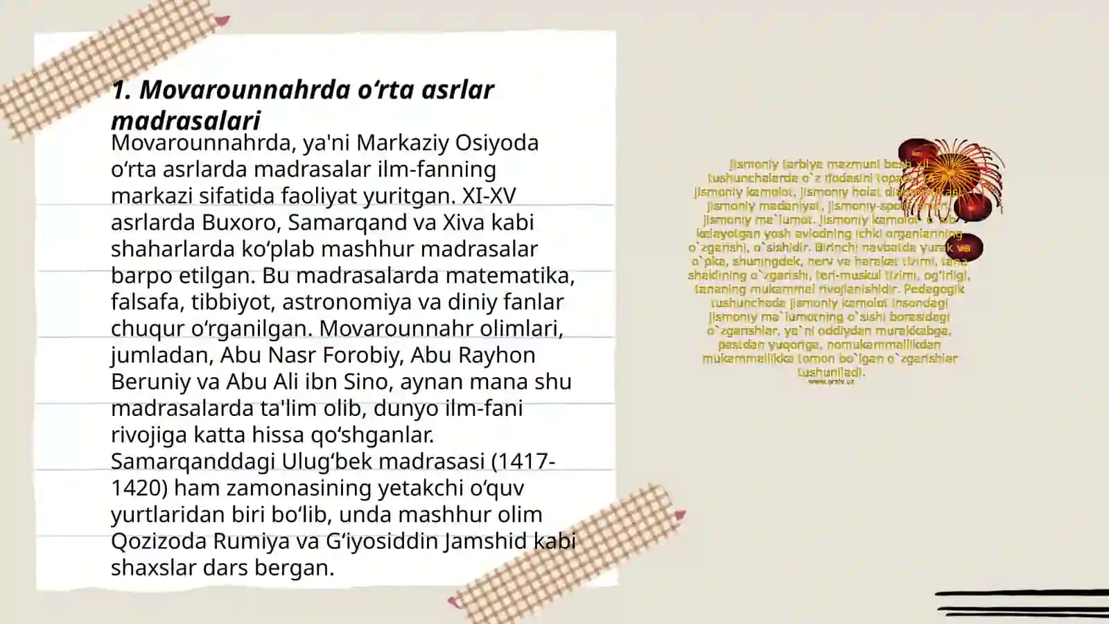 XIV-XVI asrlarda Movarounnahrda ta`lim-tarbiya va pedagogik fikrlar 3