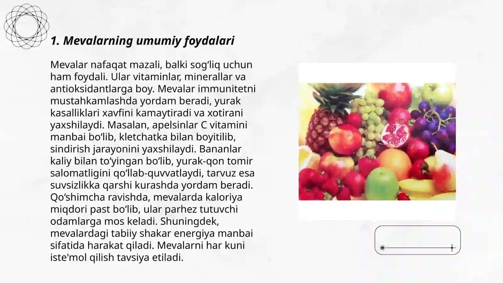 Mevalar va ularning foydalari 3