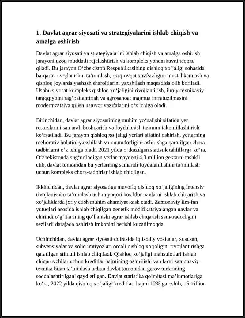 AGRAR SIYOSAT VA AGROSANOAT MAJMUI RIVOJLANISHINI DAVLAT TOMONIDAN TARTIBGA SOLISH VA QO‘LLAB-QUVVATLASH 3