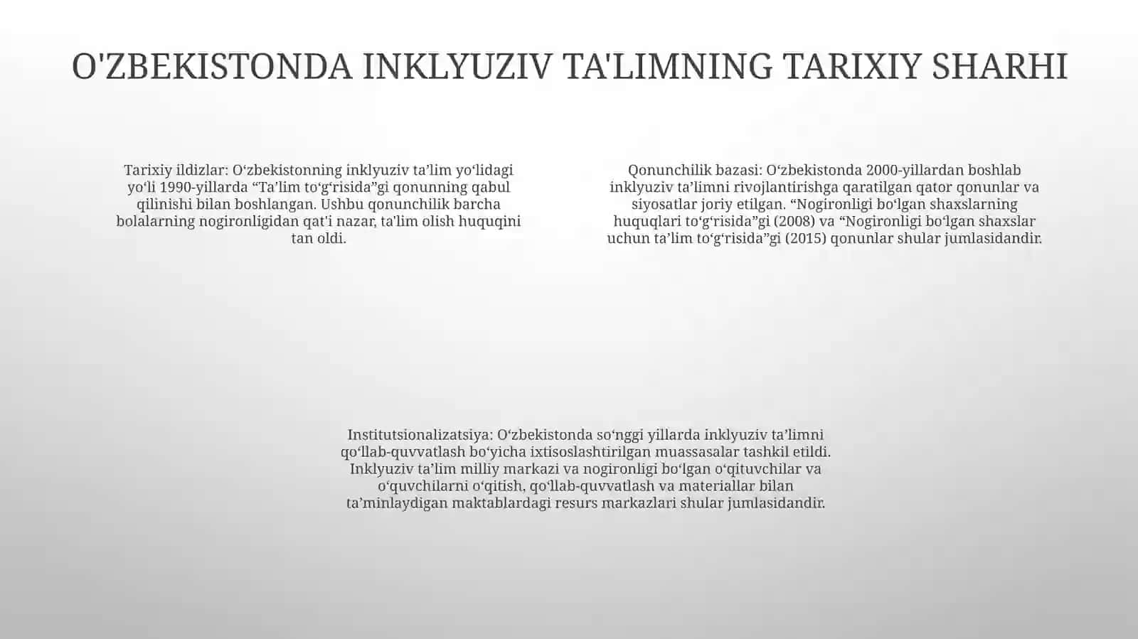 Ózbekistonda Inklyuziv Talimning Meyoriy Huquqiy BazasiniTahlilQilish 3