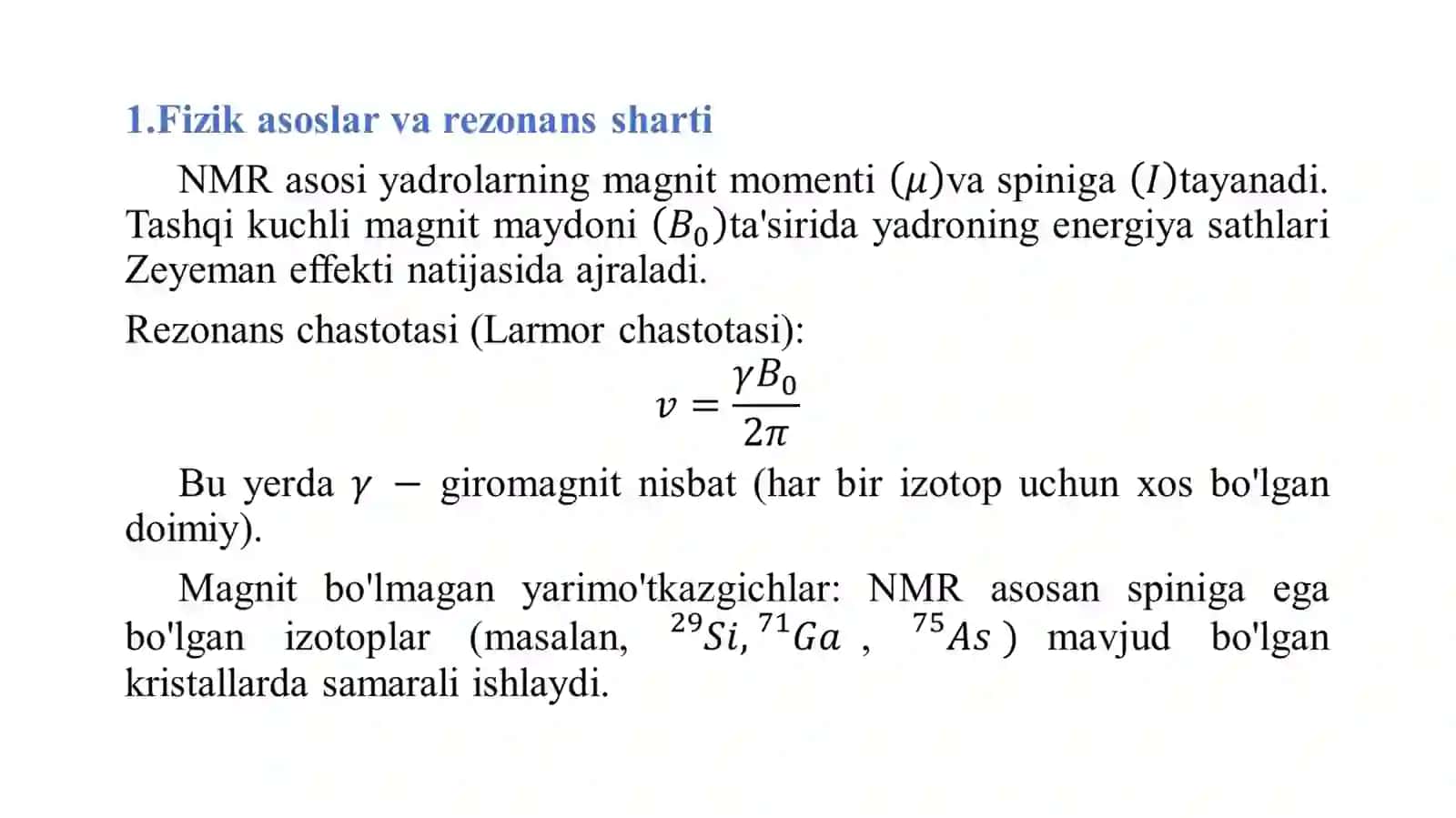 Yarimo'tkazgichlarda yadroviy magnit rezonans (NMR) 3