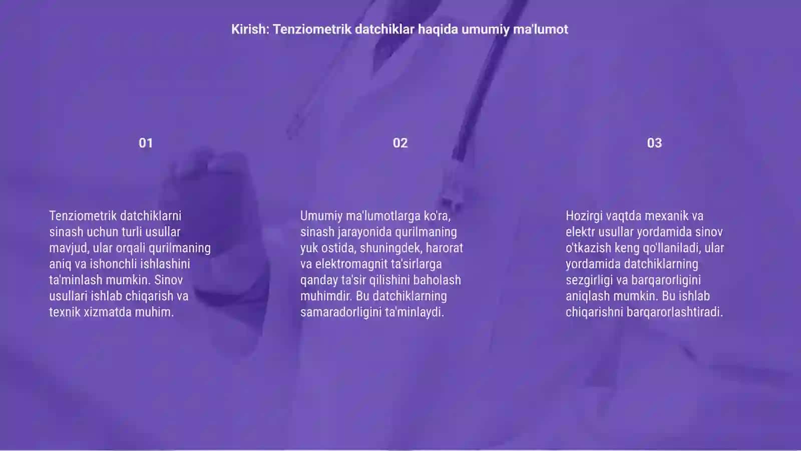 Simli tenzometrik datchiklarni sinash usullari 3