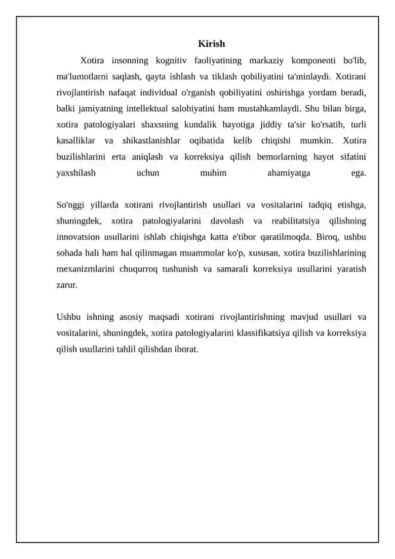 Xotirani rivojlantirish usullari va vositalari 3