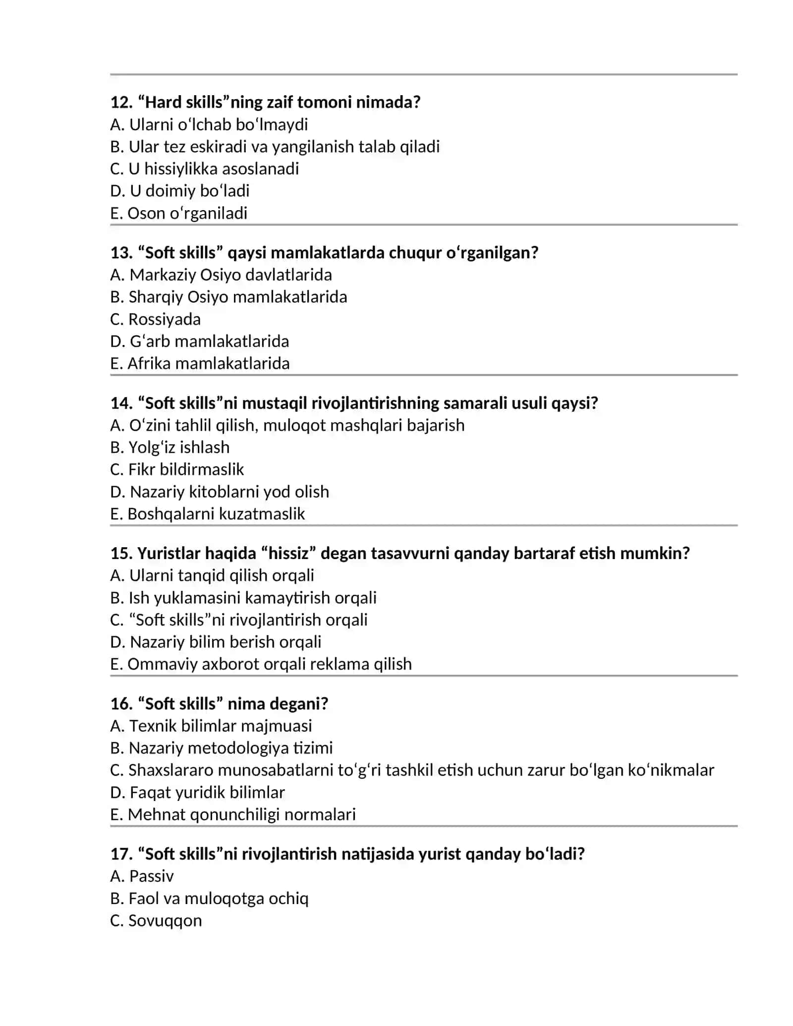 HUQUQQIY KO`NIKMALAR VA METADALOGIYA FANIDAN 1-5 MAVZULAR YUZASIDAN TEST SAVOLLARI 3