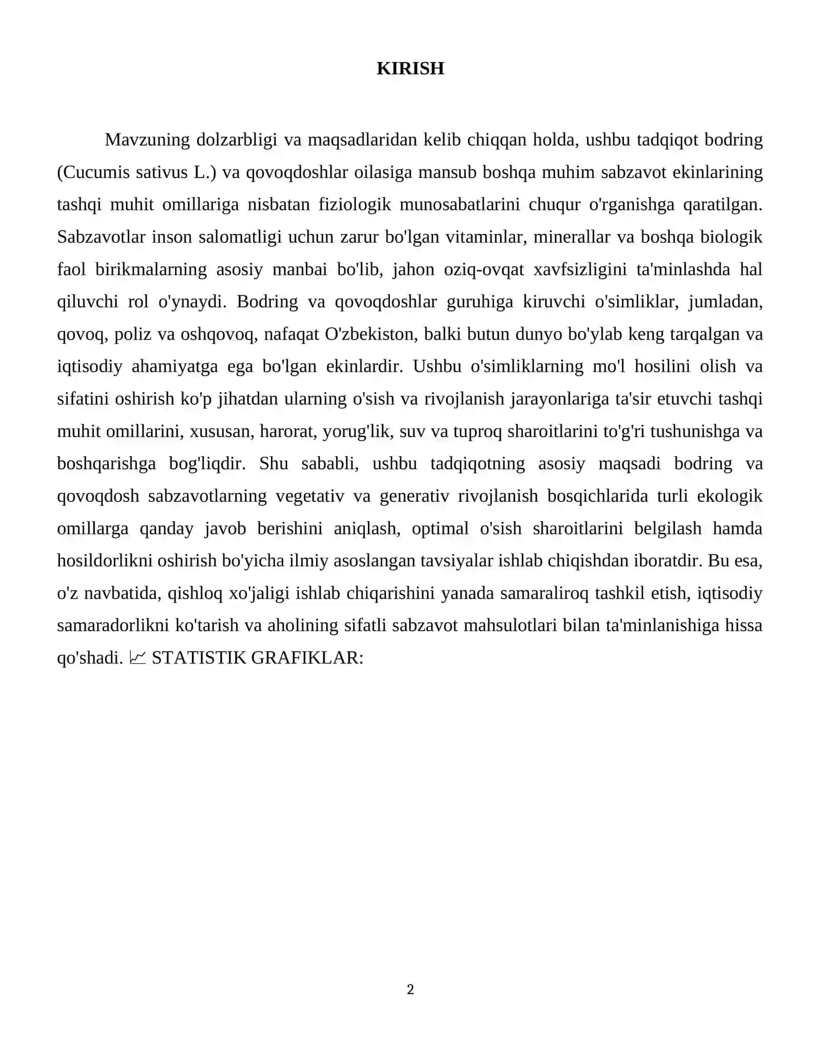 Bodring va qovoqdosh sabzavotlarning tashqi muxit omillariga munosabatlari 3