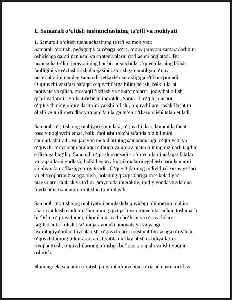 Samarali O‘qitish Tushunchasi va Mezonlari 3