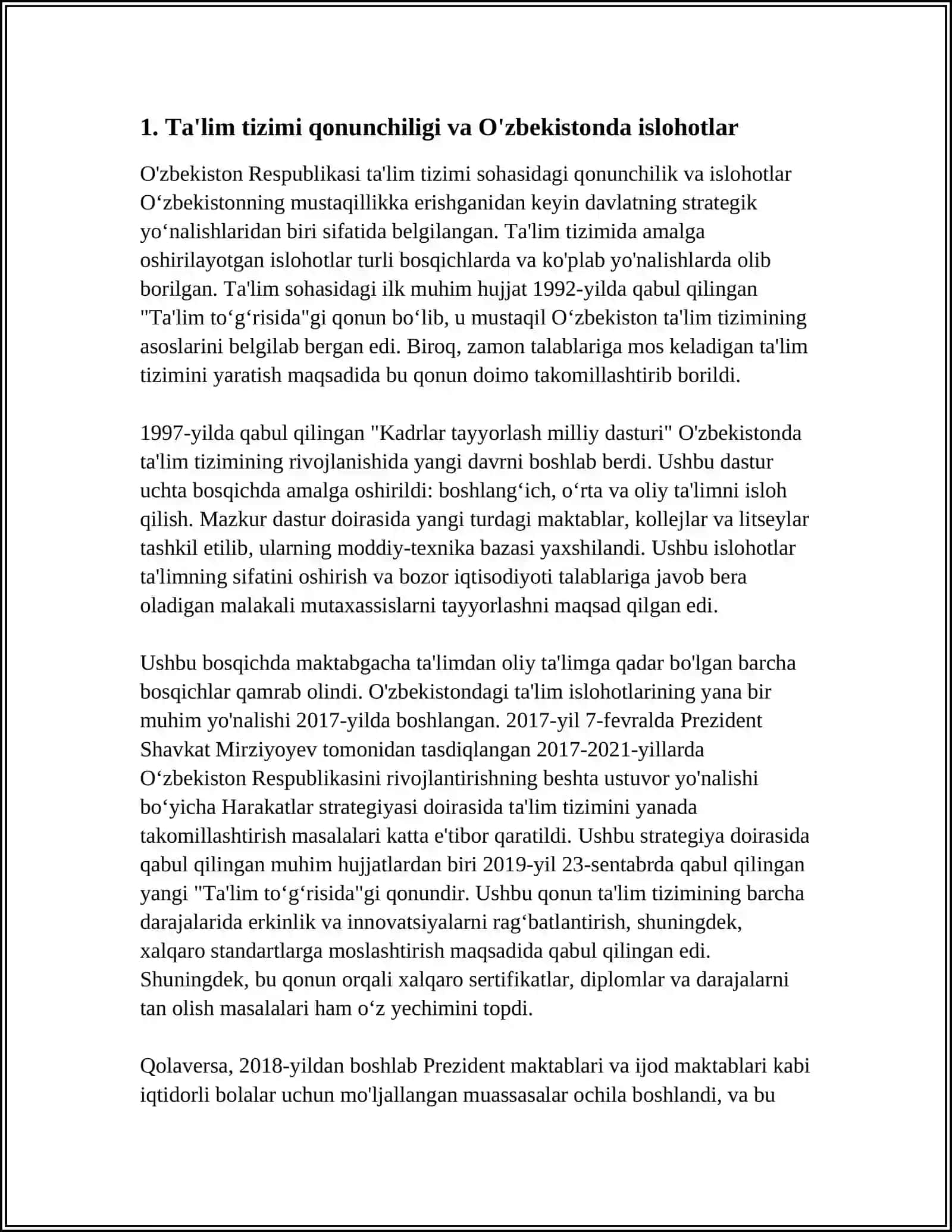 O'ZBEKISTON TA'LIM TIZIMIDA ISLOHOTLAR 3