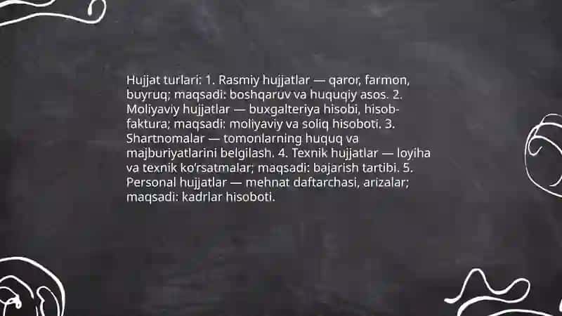 Hujjatlarni tayyorlash va ularning qoʻyilgan talablar 3