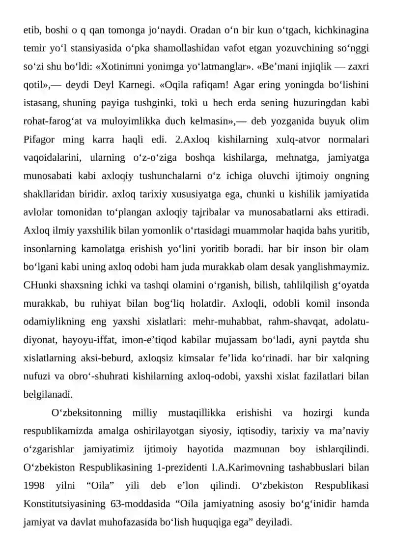 Oila tarbiyasi metod shakl va vositalaridan bittadan tanlab olib dars ishlanma tuzish 3