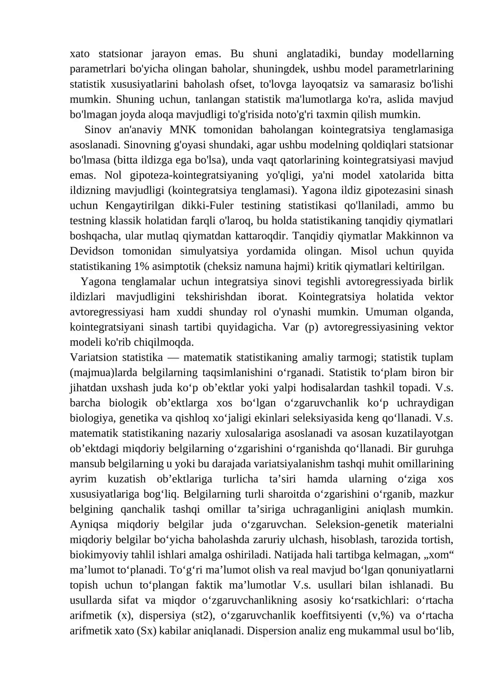 Kointegratsiya: koʻp variantli hodisalar. V A R da kointegratsiya 3