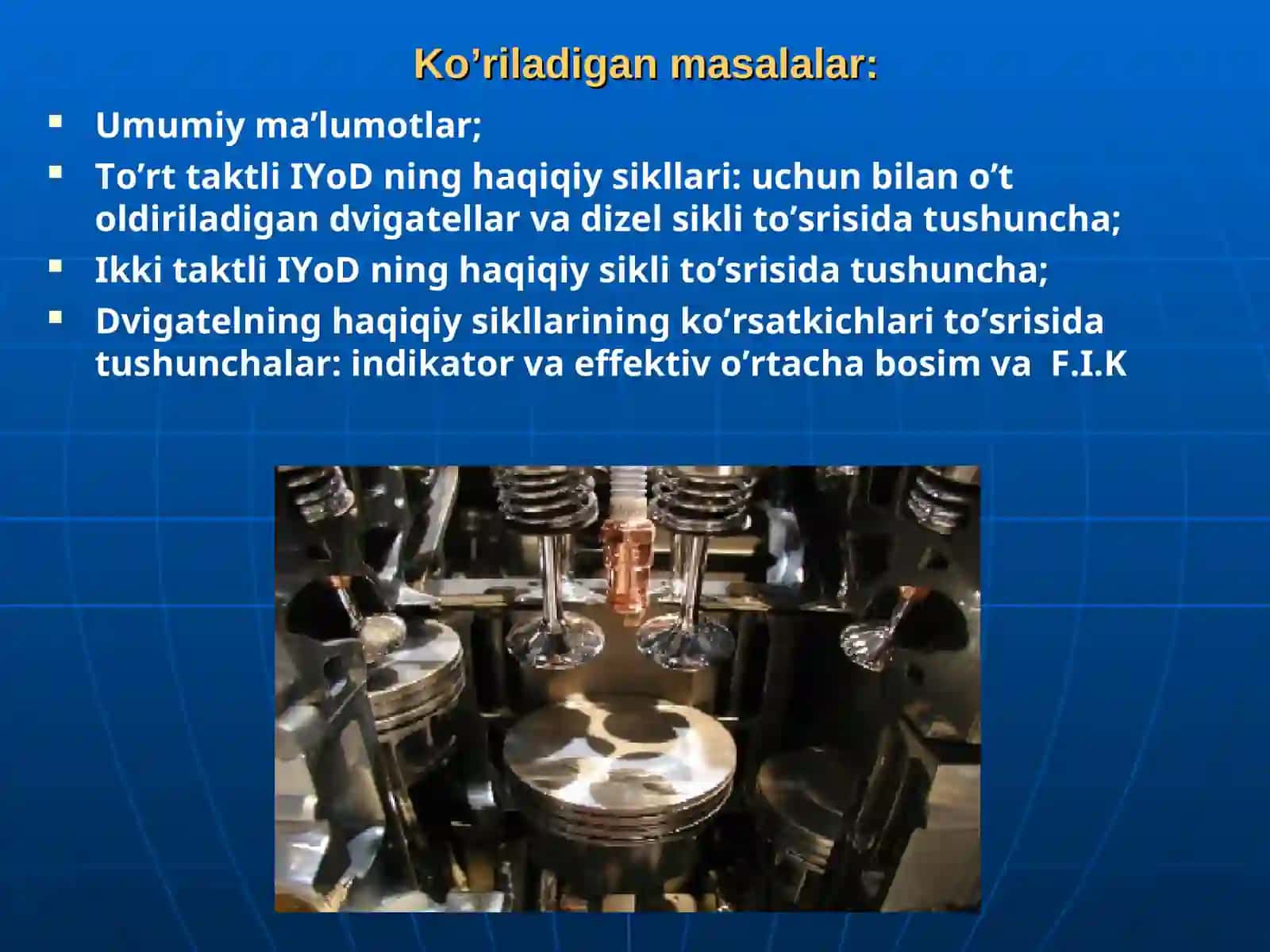 "Issiqlik texnikasi va ichki yonuv dvigatellari" fani bo’yicha elektron ma’ruza matnlarini 3