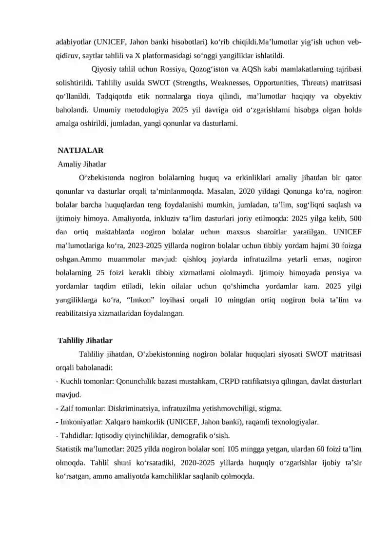 O‘zbekistonda Nogiron Bolalarning Huquq va Erkinliklari 3