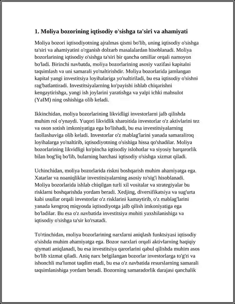 Moliya Bozorining Iqtisodiyotdagi Ahamiyati va O'rni 3