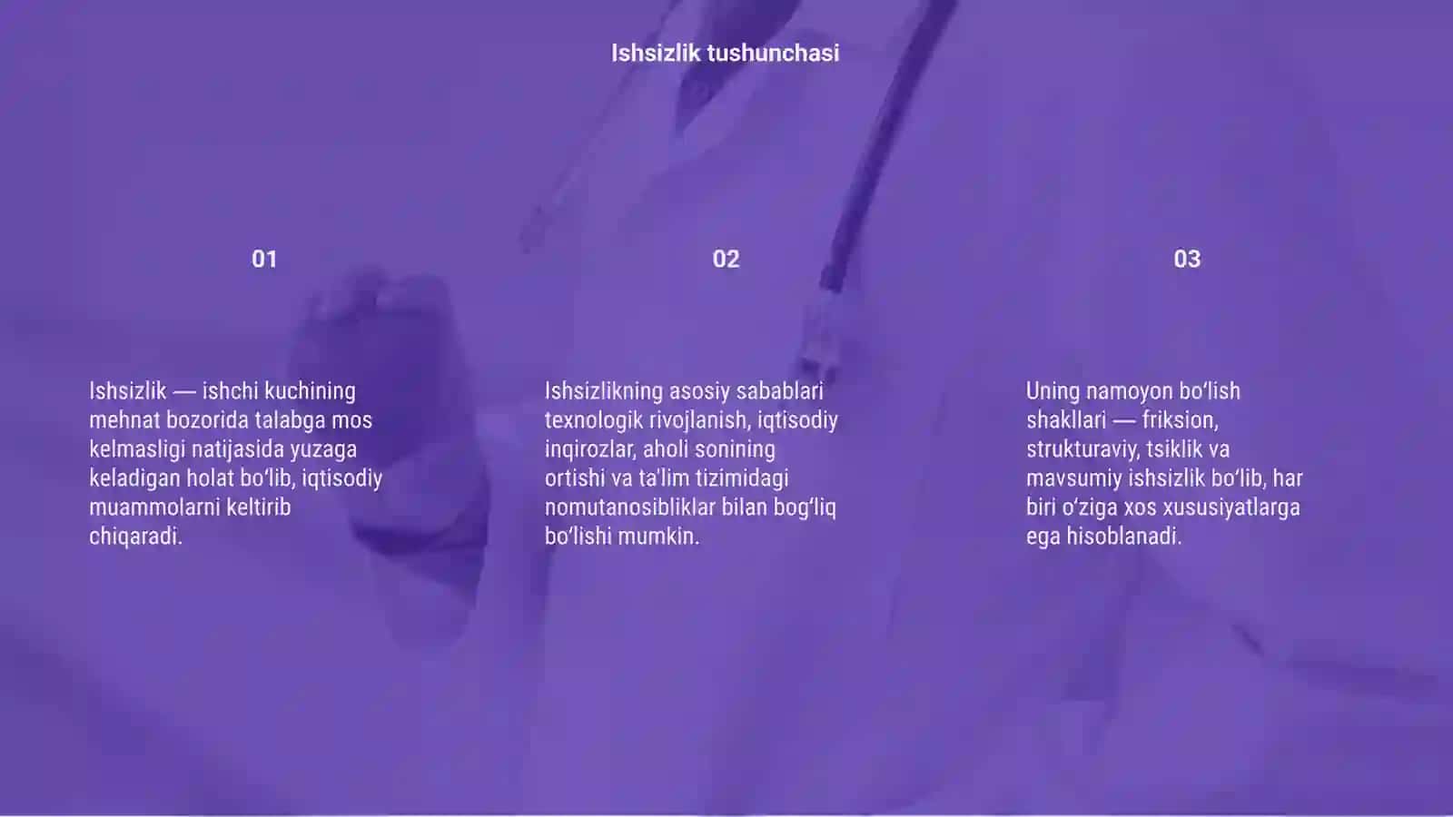 Ishsizlikning kelib chiqish sabablari va namoyon boʻlish shakllari 3