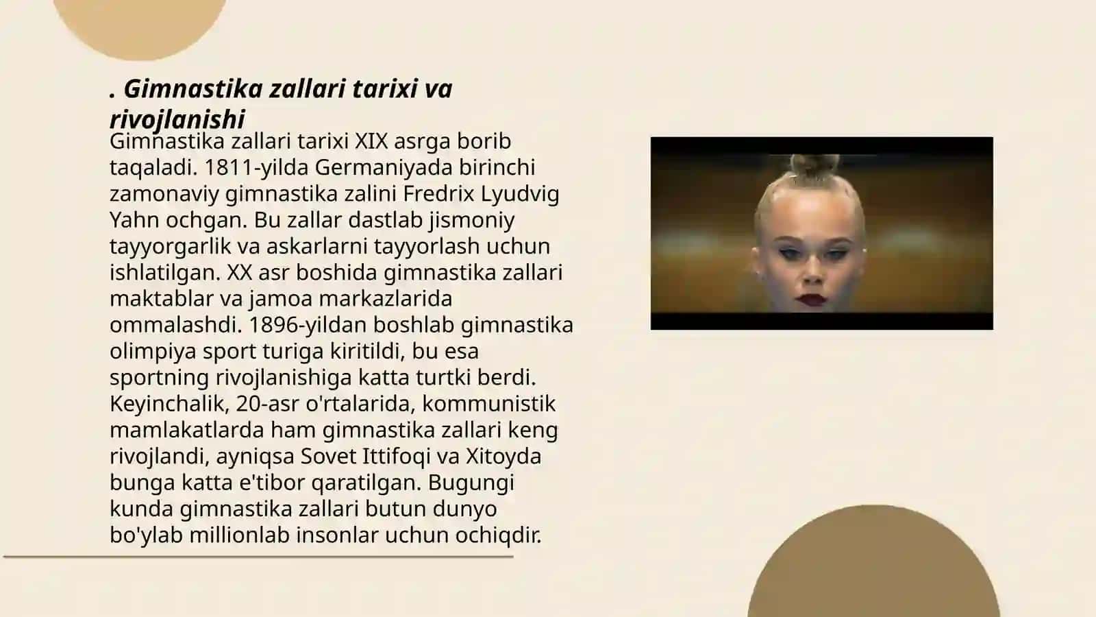 Gimnastika zallari tarixi va rivojlanishi 3
