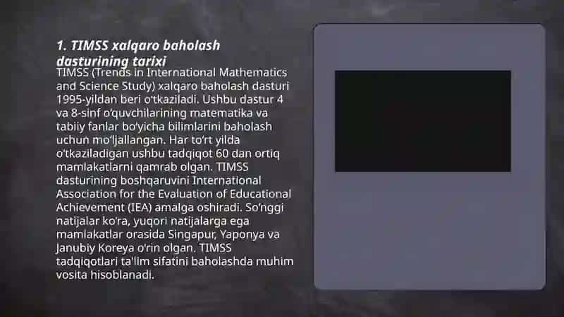 TIMSS xalqaro baholash dasturi mazmun va mohiyati 3
