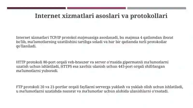 Internet xizmatlari asoslari va protokollari 3