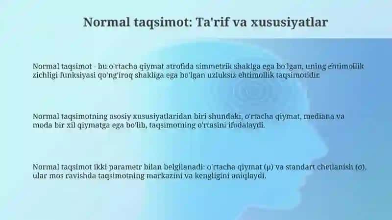 Normal taqsimot va uning xususiyatlari 3