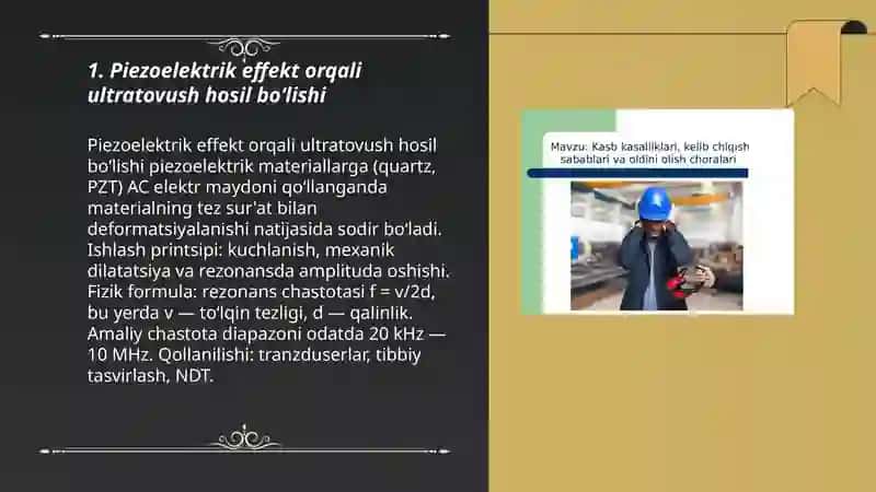 Piezoelektrik effekt orqali ultratovush hosil bo‘lishi 3