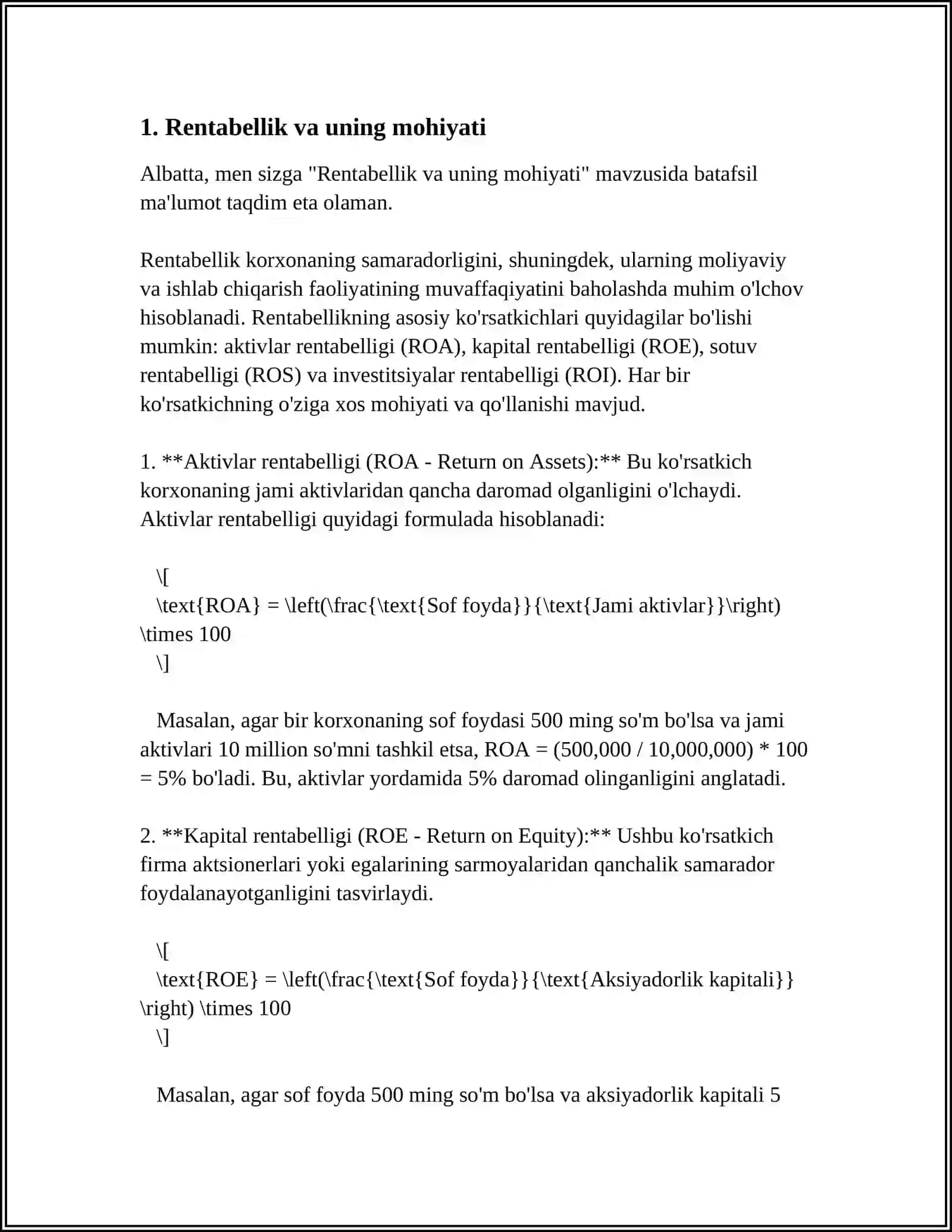 KORXONA VA TASHKILOTLARDA RENTABELLIK KOʻRSATKICHLARI 3