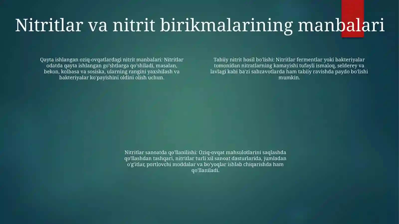 Оziq-Оvqаt Mаhsulоtlаrining Nitritlar Va NitritrobirikmalariBilanIfloslanishi 3
