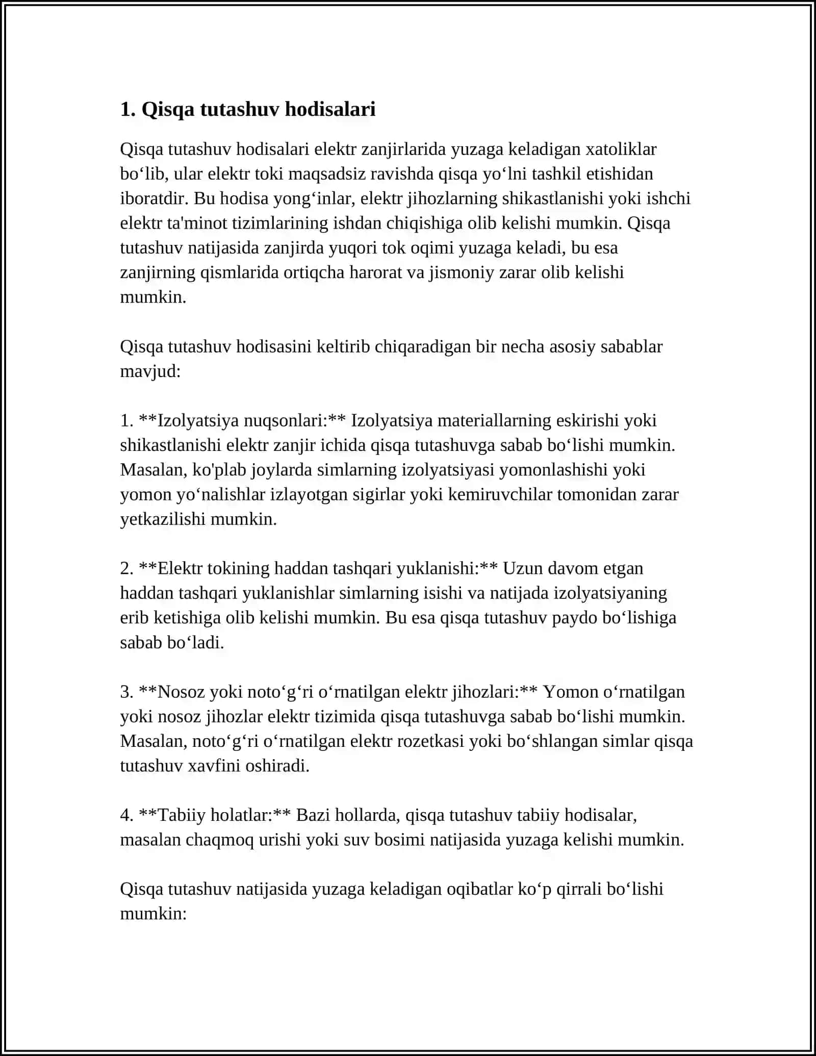 ENERGETIKA TIZIMIDA QISQA TUTASHUVLAR 3