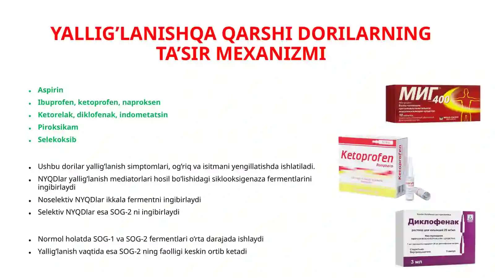 SALITSILATLAR VA NYQD. PODAGRA KSALLIGIDA QO’LLANILUVCHI DORILAR 3