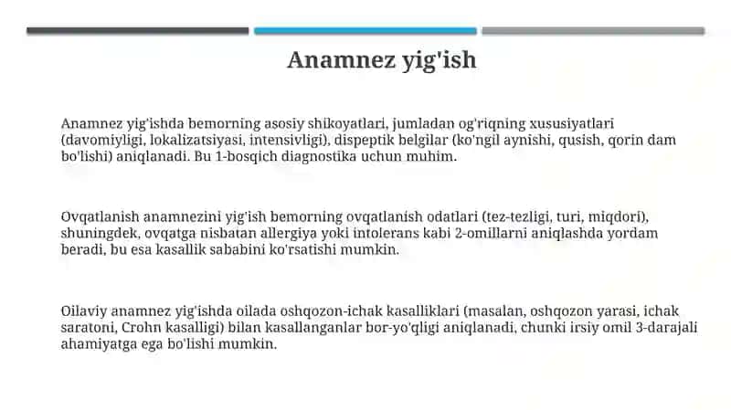 Ovqat hazm qilish azolari kasalliklarini tekshirish usullari 3