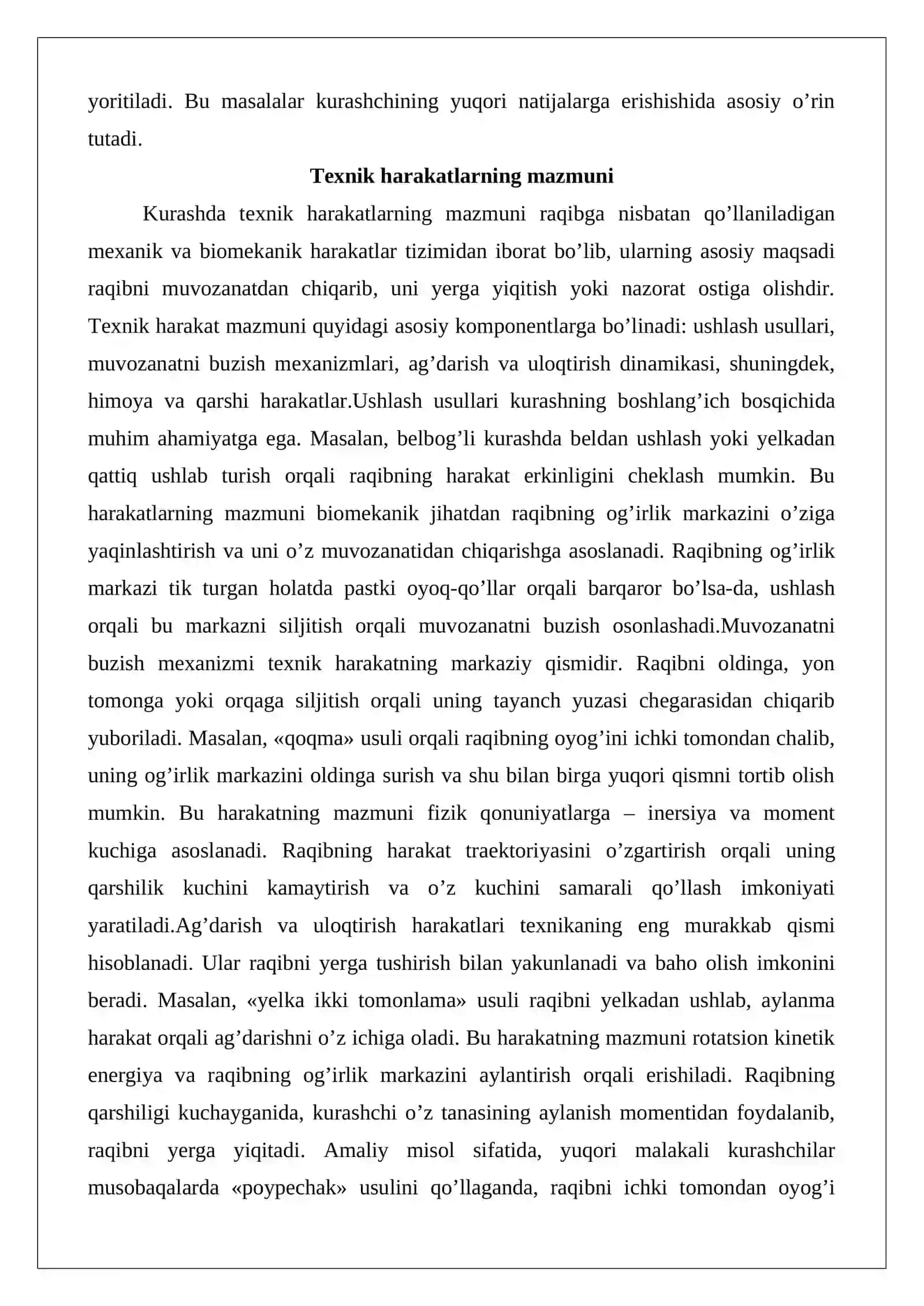 Kurashda texnik usullarni bajarilishi to’g’risida tushuncha 3