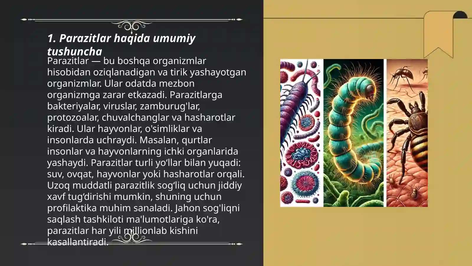 Parazitologiya asoslari parazitlikning kelib chiqish sabablari Shuxratov Umidjon 3