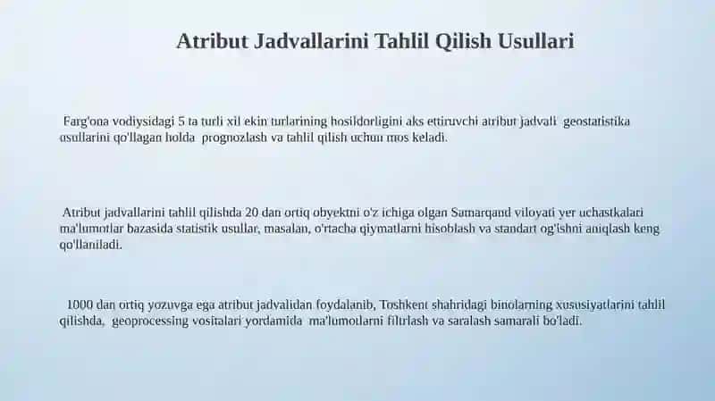 Atribut Jadvallarini Tahlil Qilish 3