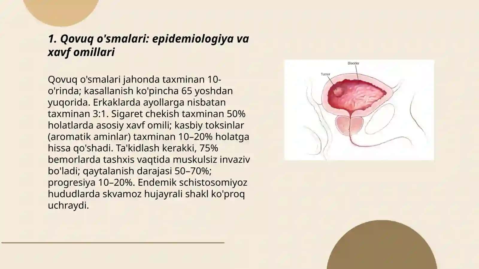 Qovuq, buyrak jomi va siydik nayi o'smalari 3