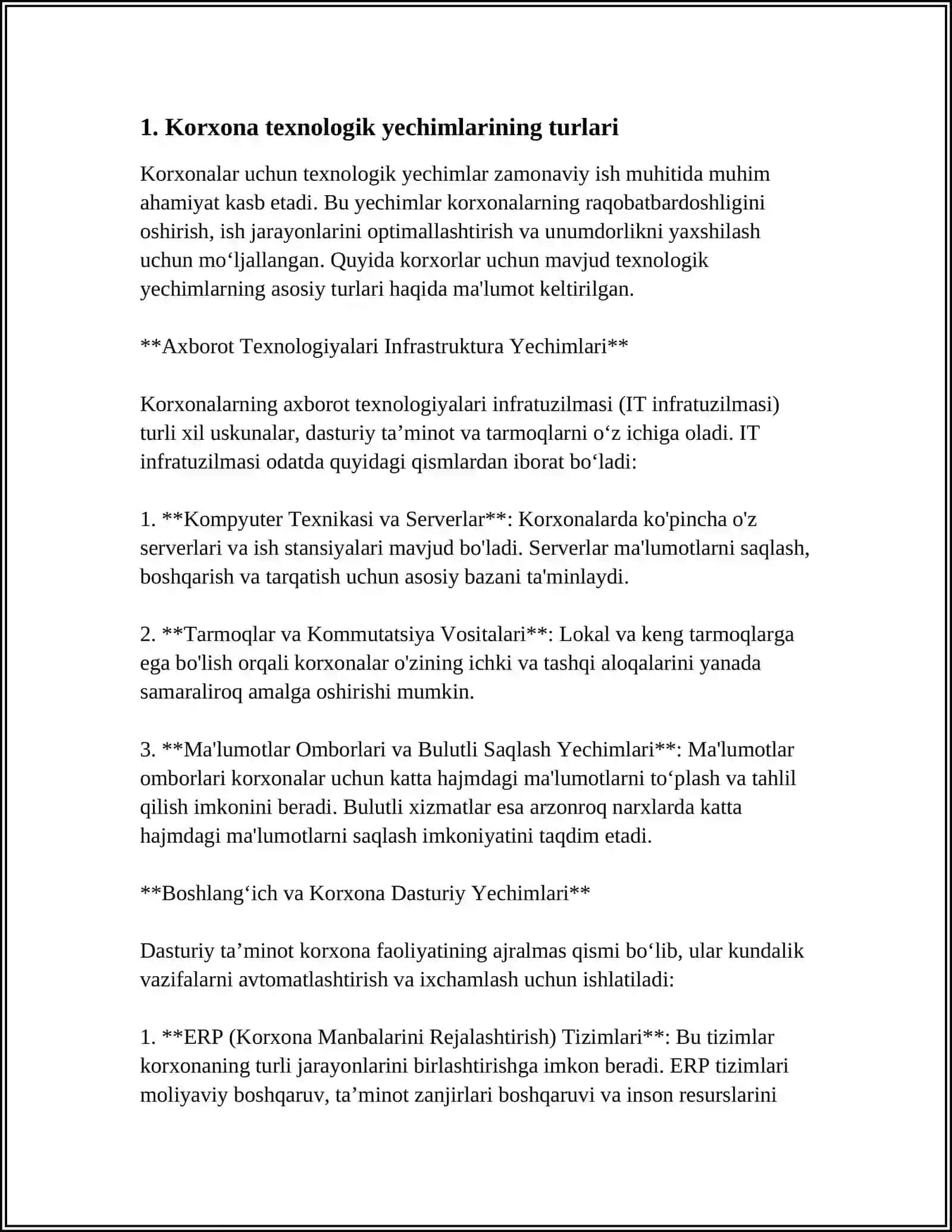 KORXONANING ASOSIY TEXNOLOGIK YECHIMI 3