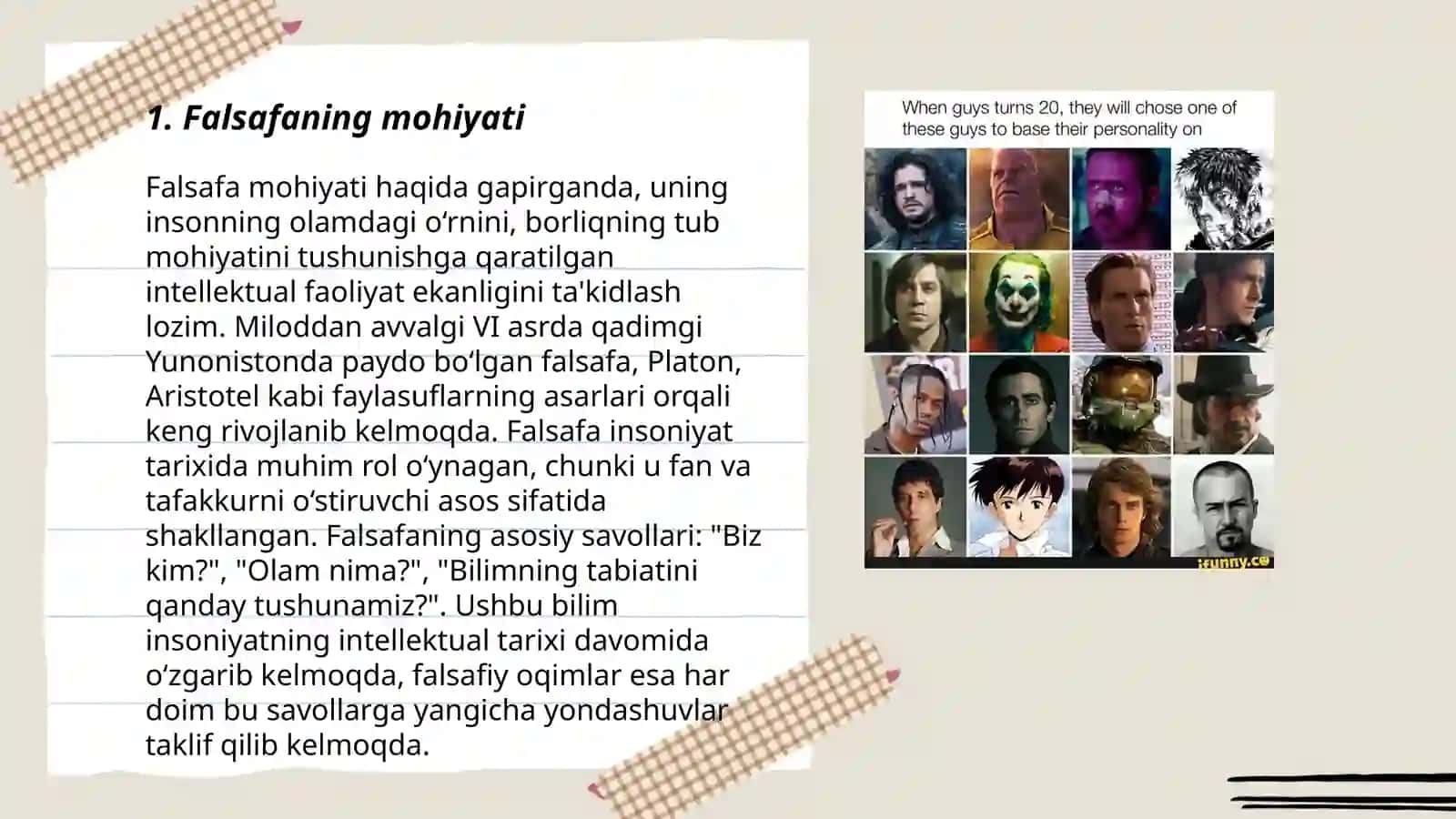 Falsafaning mohiyatiga oid Sharq va G'arb mutaffakirlari ta'riflarini tasniflash 3