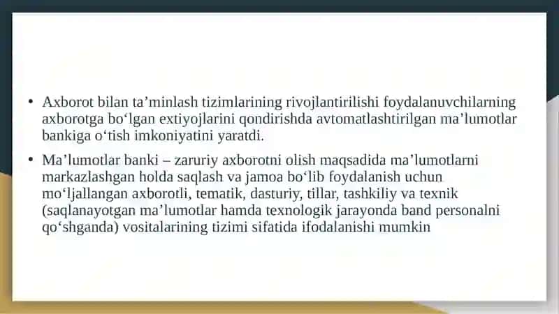 BERILGANLAR BAZASI BOSHQARUVININGTEXNIK ASOSLARI 3