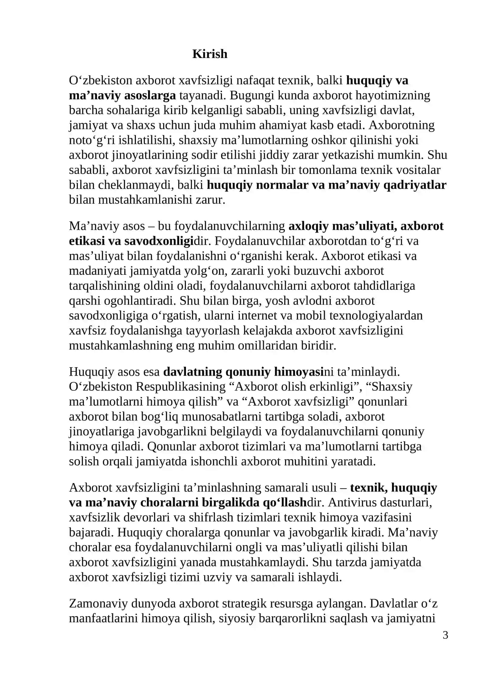 TIBBIYOTDA AXBOROT TEXNOLOGIYALARI FANIDAN MUSTAQIL ISH 3
