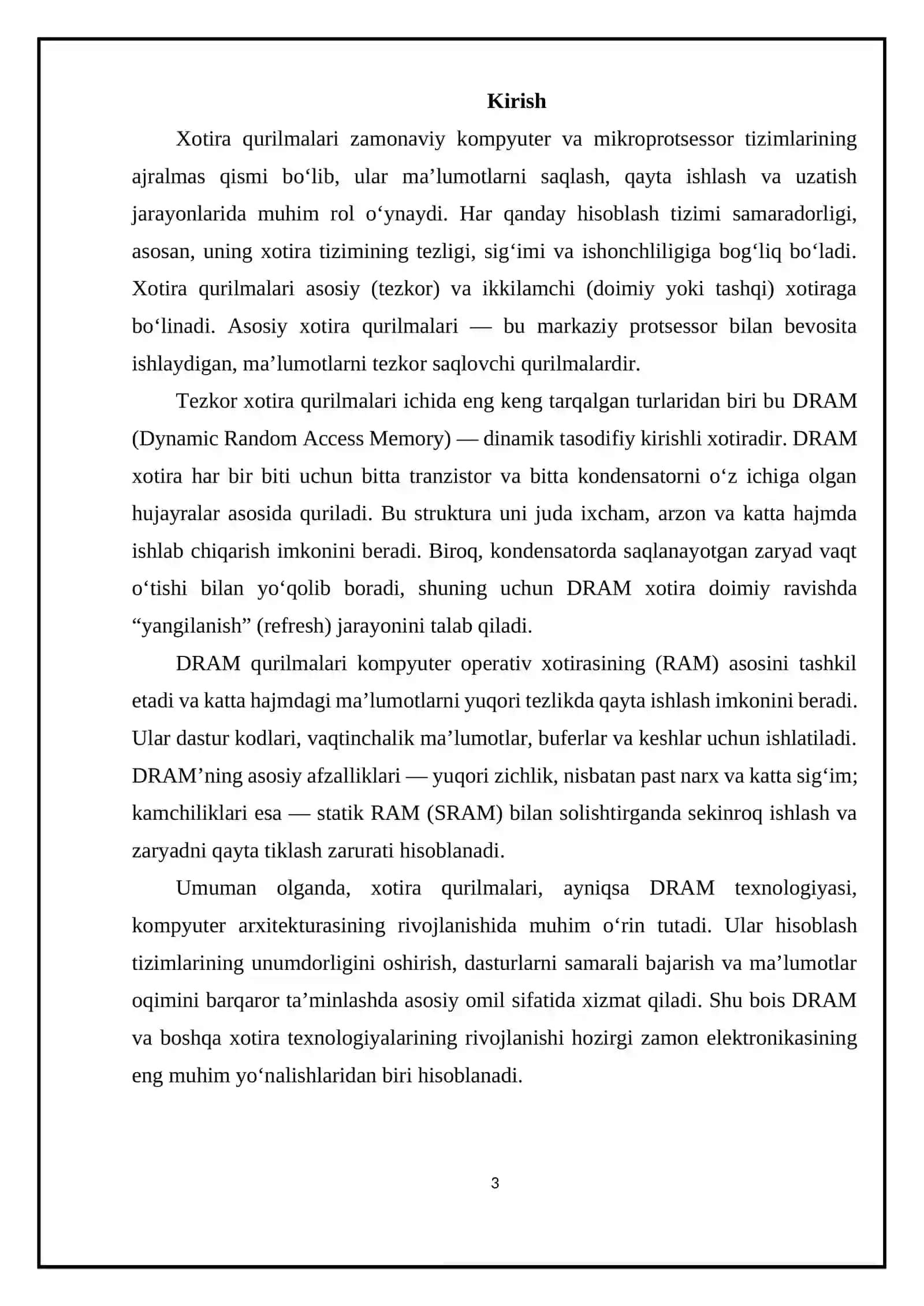 DRAM xotira elementlari 3