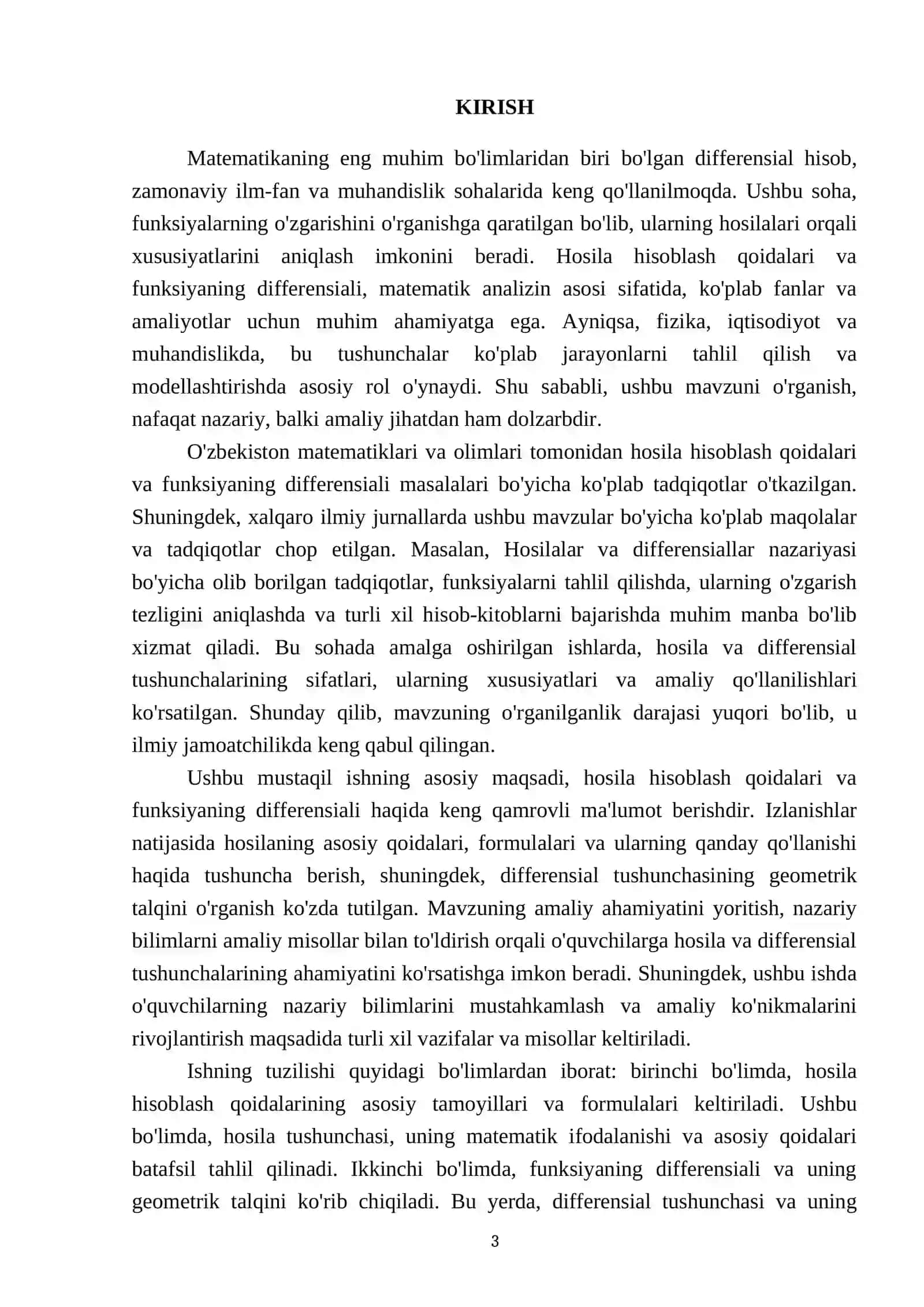 Hosila hisoblash qoidalari. Funksiyaning differensiali 3