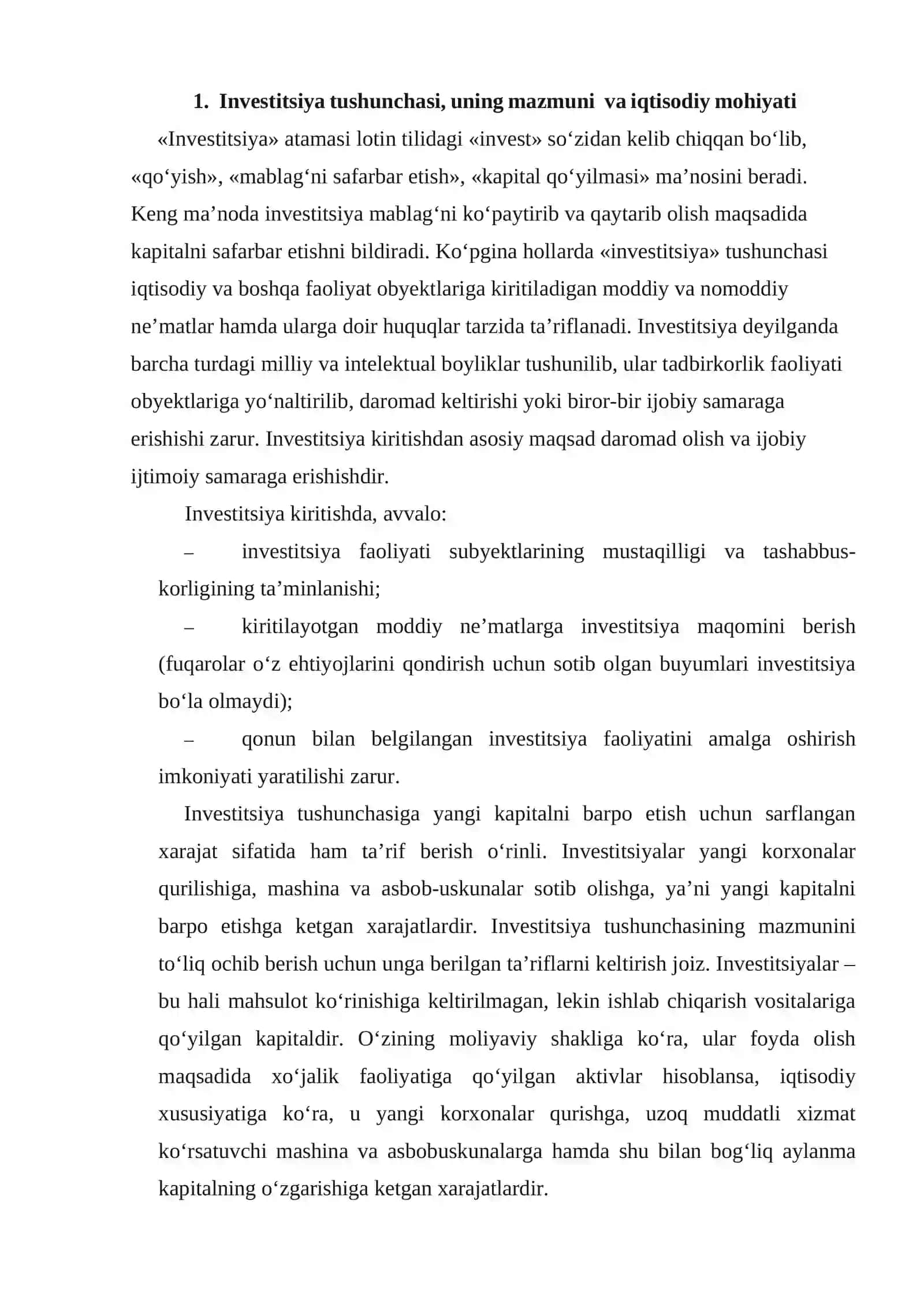 Korxonalar faoliyatiga kiritilgan investitsiyalar hisobini yuritish  va uni yanada takomillashtirish yo’llari 3