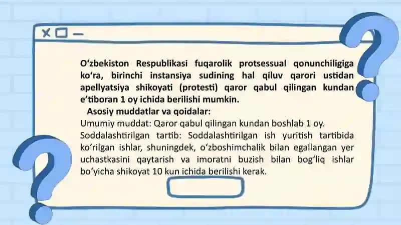 Apellyasiya berish muddatlari 3