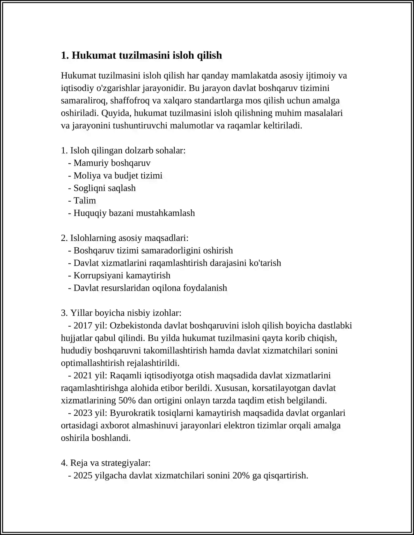 MUSTAQILLIK YILLARIDA DAVLAT BOSHQARUV TIZIMIDA AMALGA OSHIRILGAN ISLOHOTLAR 3
