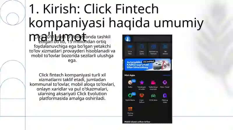 Click fintech kompaniyasining faoliyati va iqtisodiy samaradorligi 3
