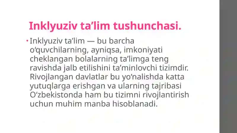 Inklyuziv taʼlim tizimi rivojlangan mamlakatlar taʼlim tizimini oʻrganish 3